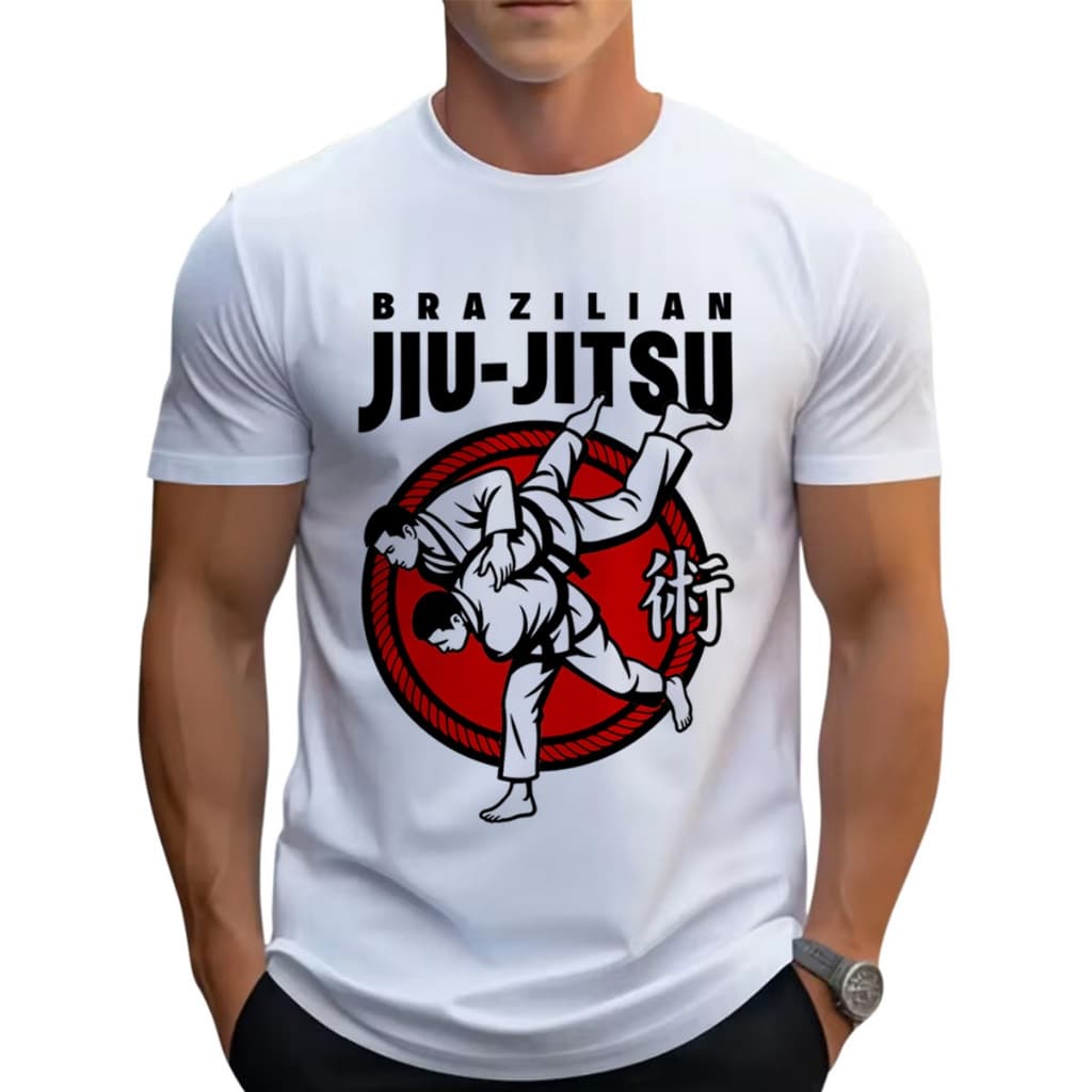 Camiseta Camisa Masculina Jiu Jitsu Luta Treino MMA Lutador Malha Fria Premium Não Amassa