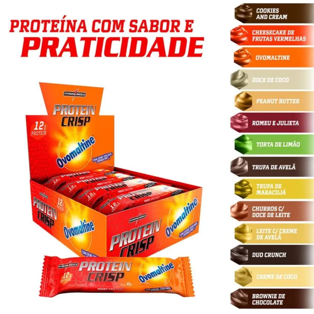 Protein Crisp Bar 12 unid - Vários Sabores - Integralmedica