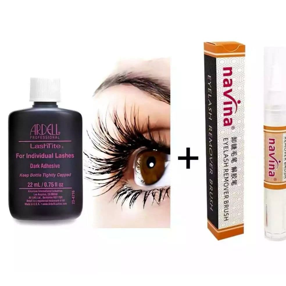 Kit Cola Para Cílios Ardell Lashtite 22ml Hipoalergica + Caneta Removedora de Cola Navina Profissional para Cilios