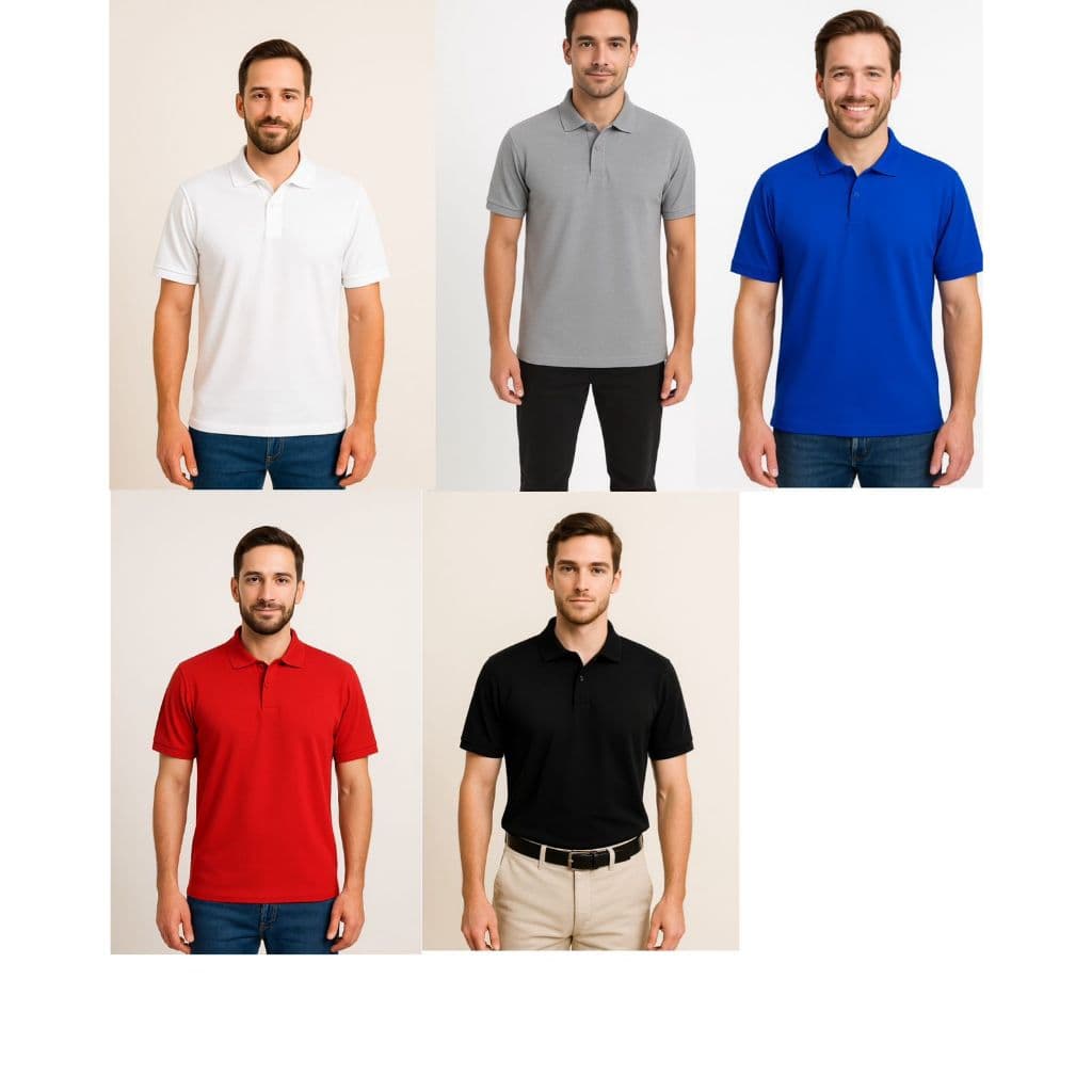 Polo Masculina BRANCA / MESCLA/PRETA/VERMELHA/AZUL 100% Poliester