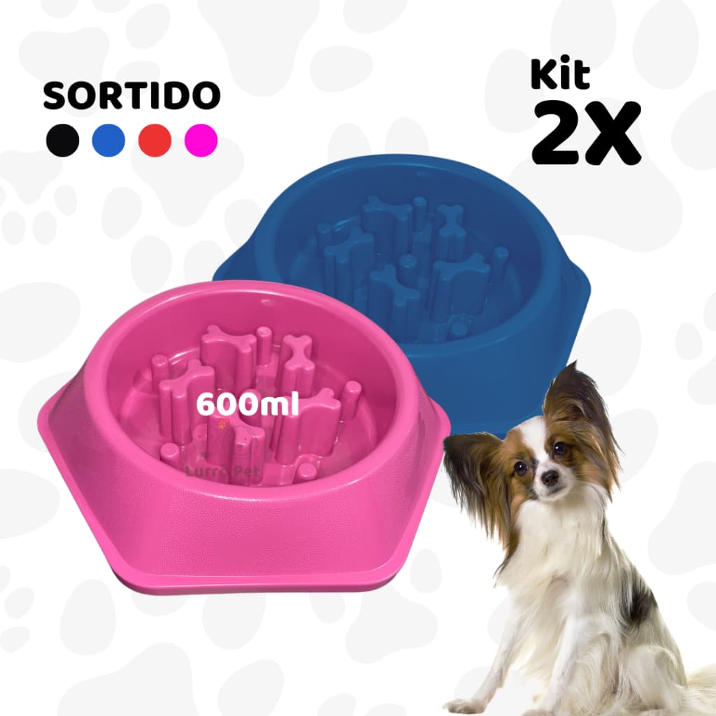 Kit 2 Comedouros Educativo Lento Labirinto Interativo 600ml Pet Para Cães Petshop