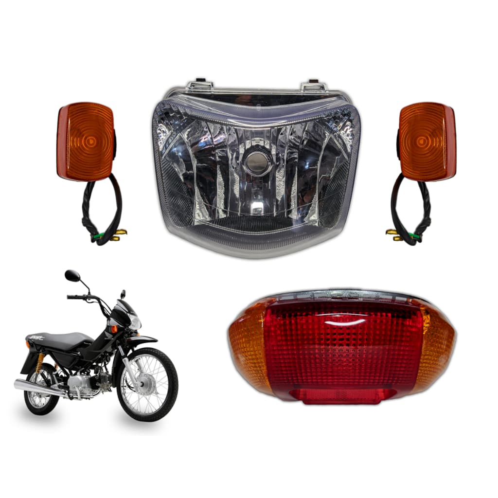 Farol + Par de Setas + Lanterna Traseira + Lampada do Farol Honda Pop 100