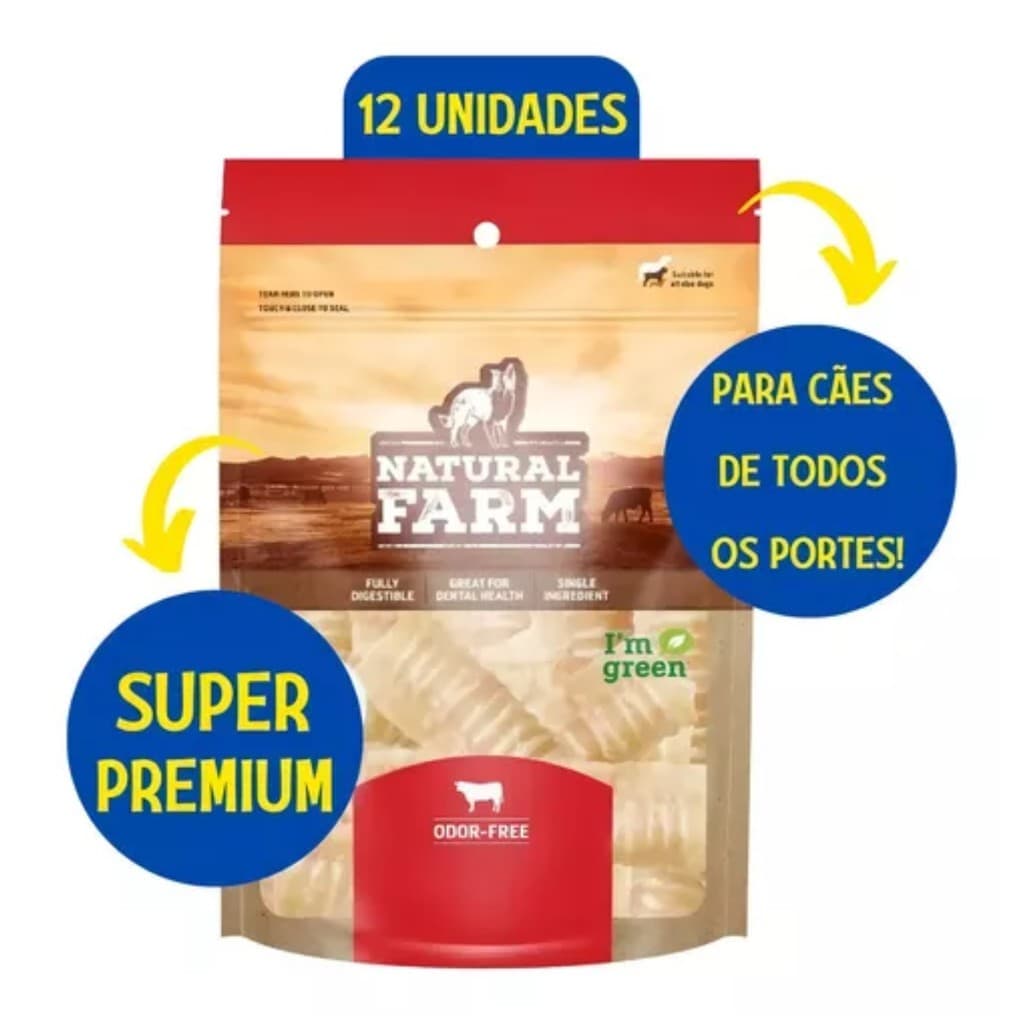 Mordedor Natural Traqueia Bovina Desidratada para Cachorrro  Natural Farm