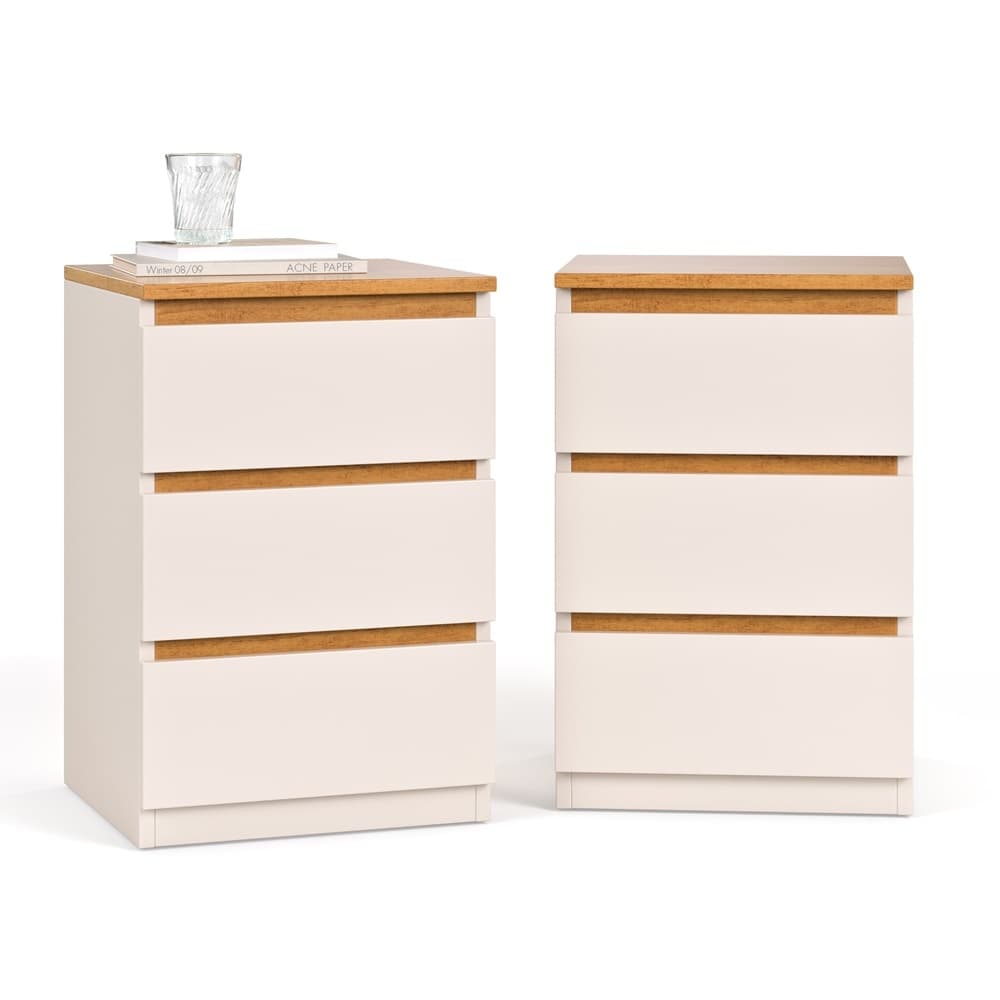 Kit 2 Mesa de Cabeceira Quarto Casal Decoração Cama 3 Gavetas