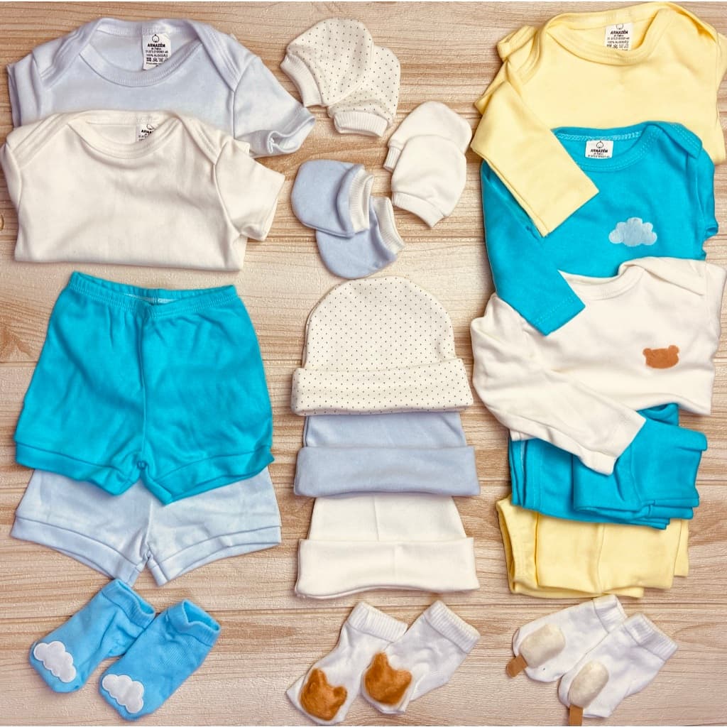 Kit 18 Pçs Roupa De Bebê Maternidade Enxoval Atacado minimalista menino neutro menino azul