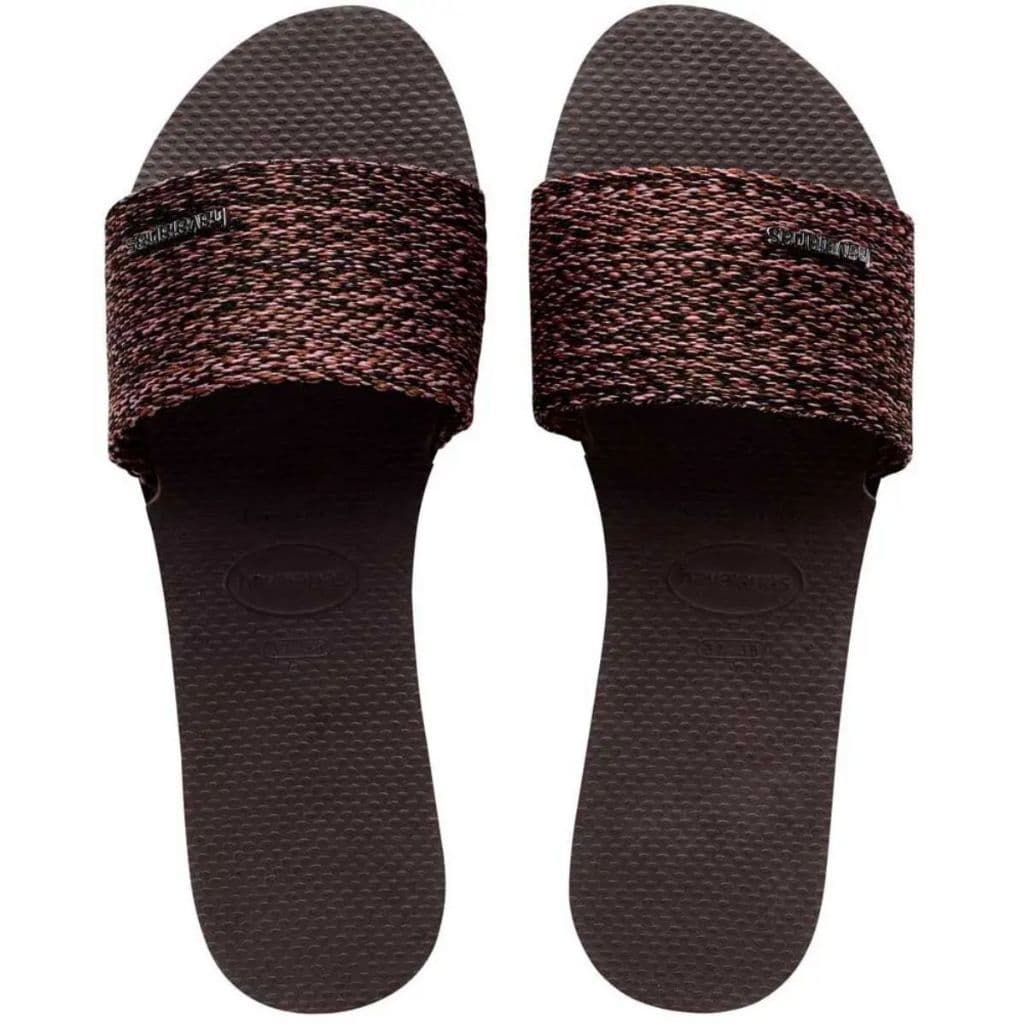 Rasteirinha Havaianas You Malta Tropez Shine Barbie Feminina Estampada Bege Rosa Floral Estampa Lilas azul