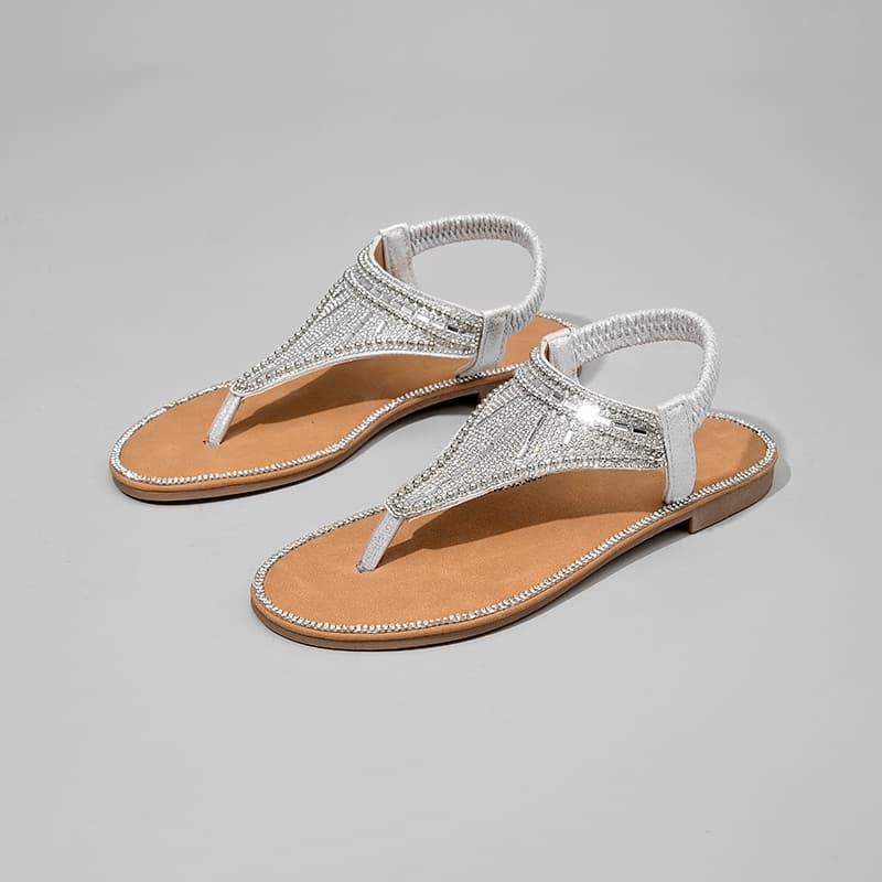 Rasteira feminina sandália feminina rasteirinha Design de strass brilhante sandal bling bling