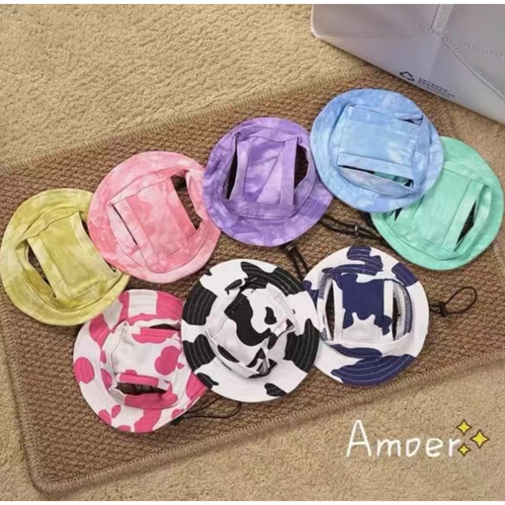 Chapéu Ajustável Para Cachorro Com Furos As Orelhas , Boné De Pescador Animais De Estimação , Filhote De , Gato , De Sol