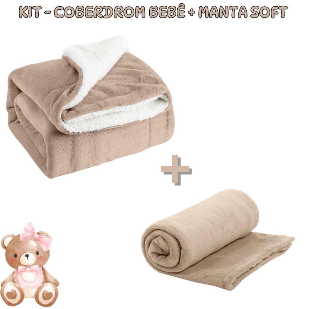 Kit 2 itens bebe - Manta sherpa bebe + Manta Soft Bebe Muitas opcoes Promo