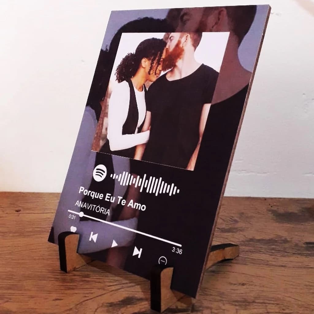 Placa quadrinho de mesa Spotify musica personalizado com foto musica nome retrato dia dos namorados qualidade presente