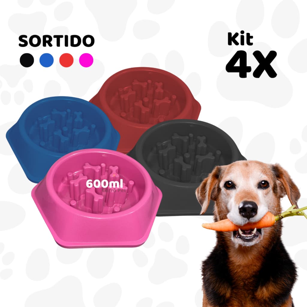 Kit 4 Comedouros Educativo Lento Labirinto Interativo 600ml Pet Para Cães Petshop