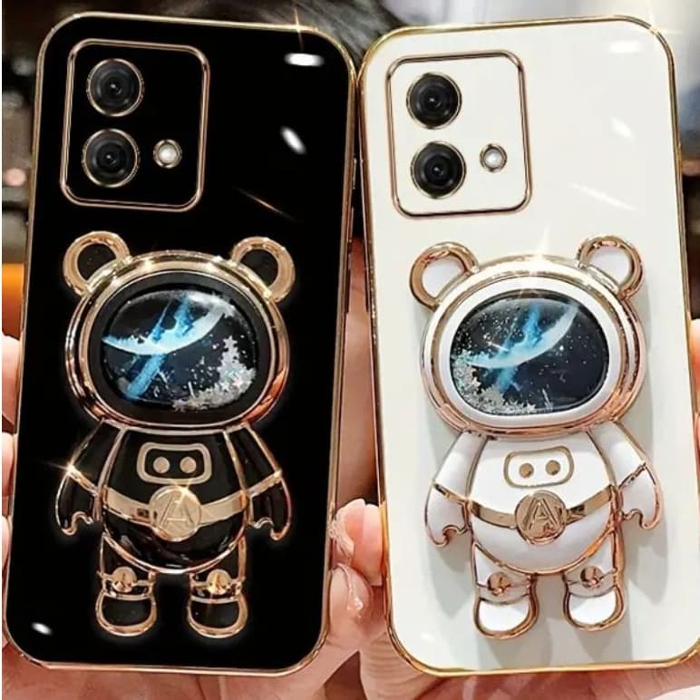 Capinha com Suporte Astronauta Brilho para Moto G04,G05,G14,G24,G34,G54,G55,G75,G84,G85