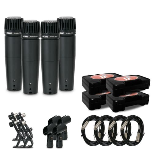 Kit Arcano 4 Microfones Dinâmicos Renius-7 Ppd Xlr-xlr