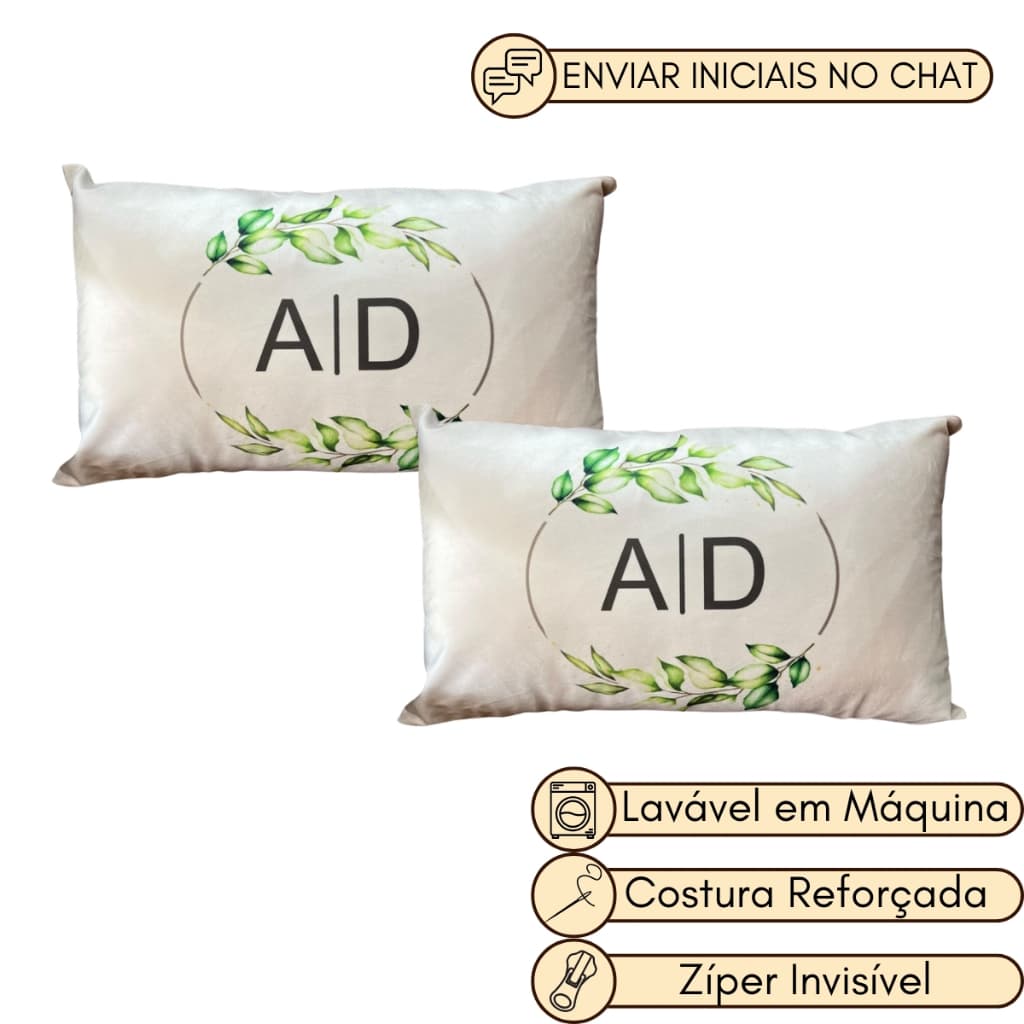 2 Capas de Almofada Baguete de Inicial 50x30 cm Letra de A-Z de Veludo com Zíper Decorativa para Cama