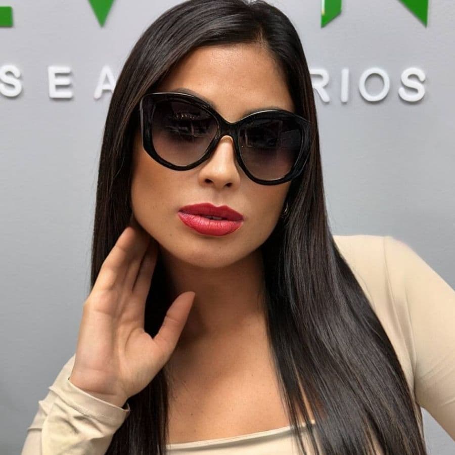 Oculos Preto Feminino Lindo Luxuoso Gatinho Europeu Coleção Luxuosos Big Glasses