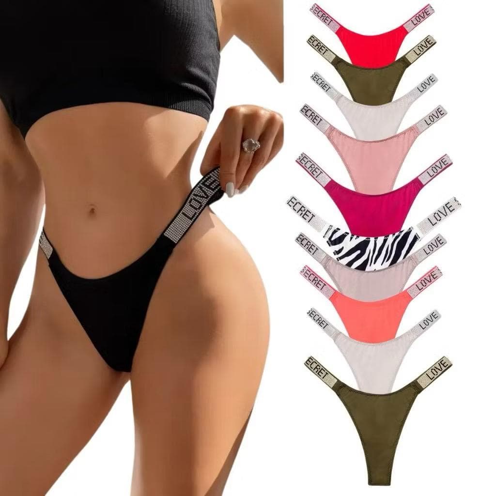 Kit 3 Calcinha Love Strass Cores Variadas Alta qualidade