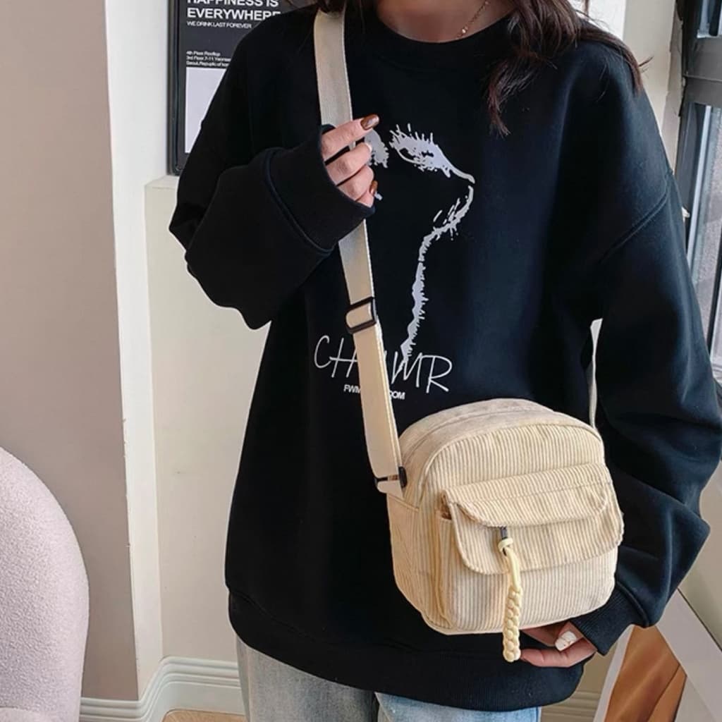 Bolsa Bag Transversal De Ombra Material Veludo Shoulder Impermeável Unissex