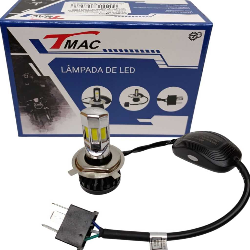 Lampada Led Moto Farol 6 Leds H4 Com Reator Efeito Xenon 6500k