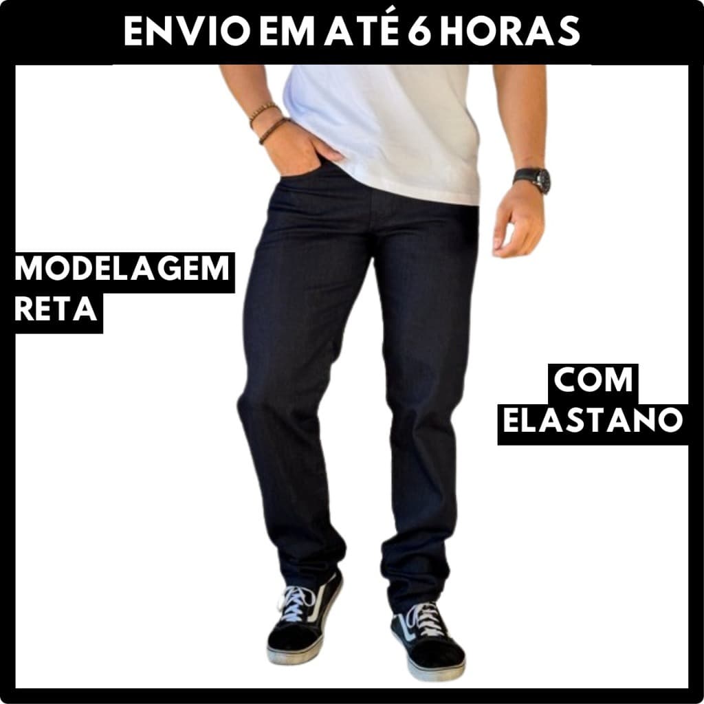 Calça Jeans Masculina Tradicional Básica Lycra Confortável Reta Elastano Promoção