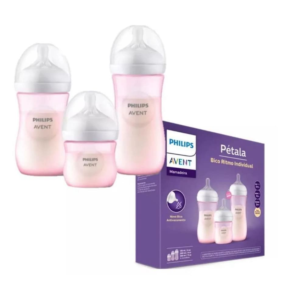 Kit Com 3 Mamadeiras Pétala 125/260/330ml - Philips AventKit Com 3 Mamadeiras Pétala 125/260/330ml - Philips Avent Kit C