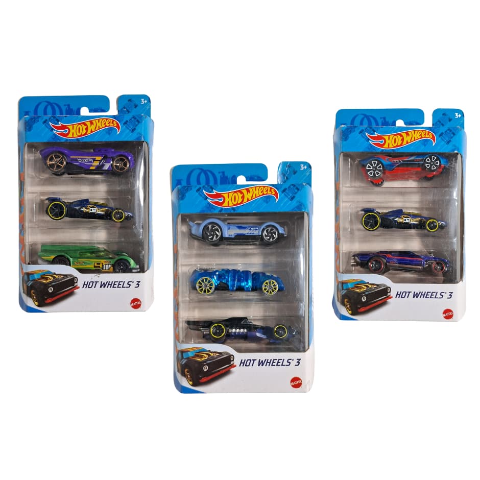 Hot Wheels Pack 3 Carrinhos e Tapete de Pista Mattel