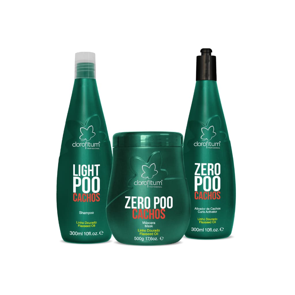 Kit Zero Poo Máscara 500 g Shampoo 300g Ativador de Cachos 300 ml  Cabelos Cacheados