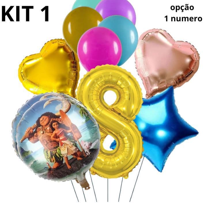 Balões da Moana com numero da idade