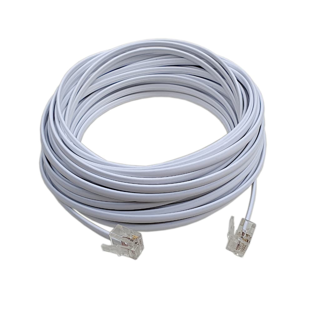 Cabo chato branco para ligar o telefone a linha 10 metros
