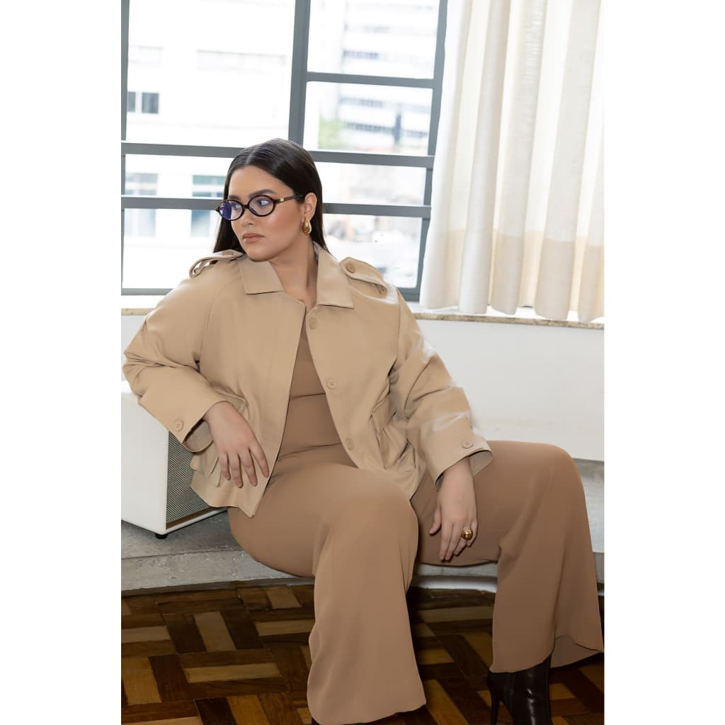Jaqueta Cropped Feminina Nathalie Casaco de Frio Estiloso Slim e Plus Size Moderno