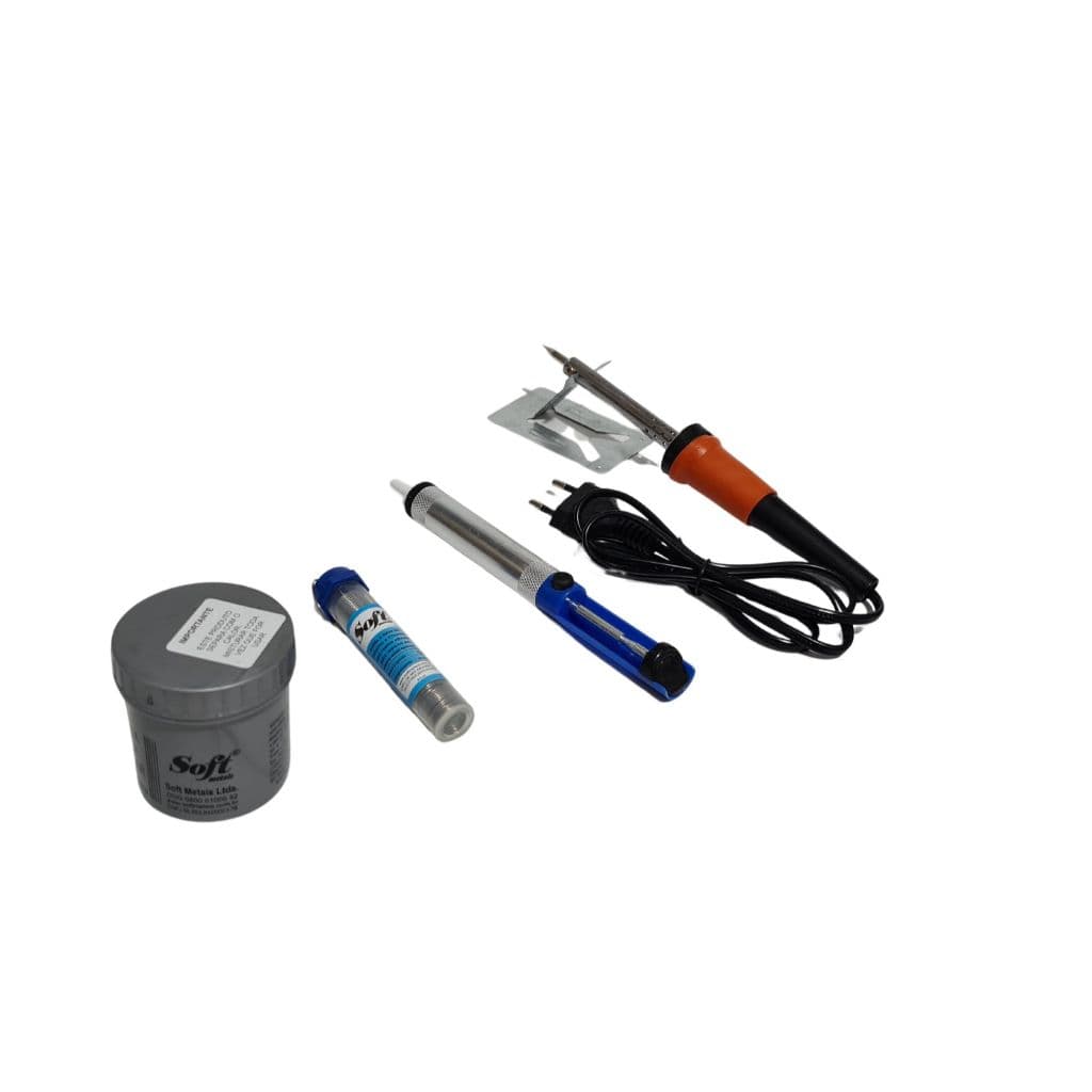 Kit Ferro de Solda 60w 220v + Pasta De Solda + Sugador De Solda + Estanho