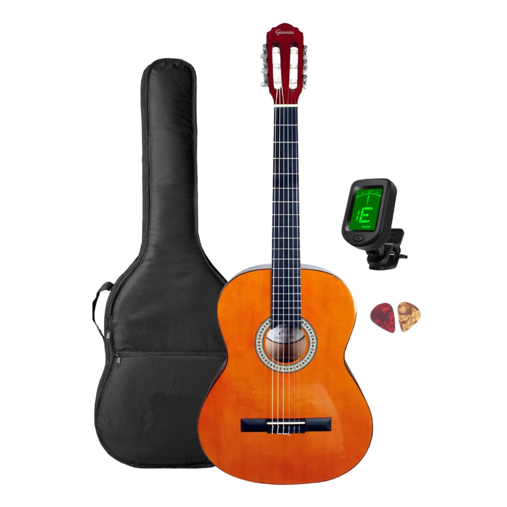Violão Nylon acústico Clássico Giannini Start N-14 Natural brilhante com capa e Afinador digital
