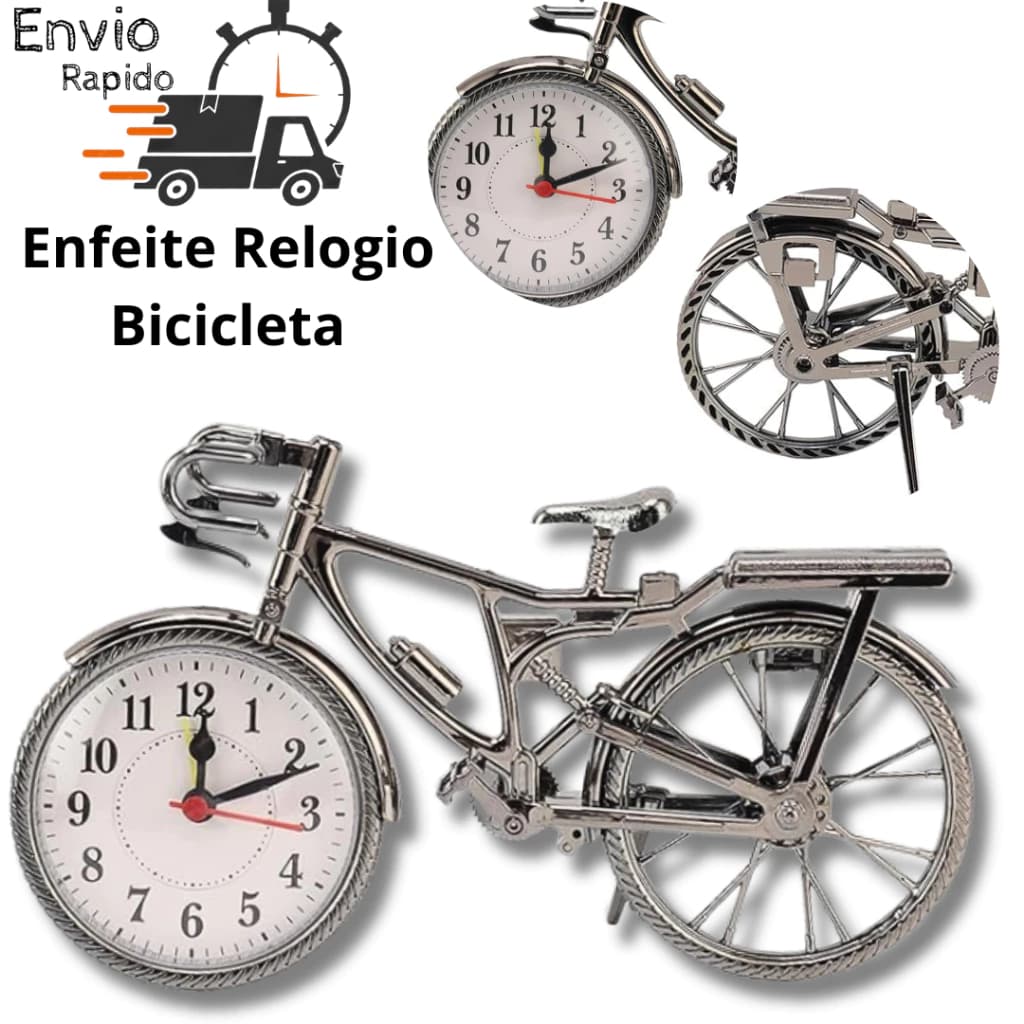 Relógio Bicicleta Bike Decorativo Escritório Despertador de Mesa Enfeite Decoração