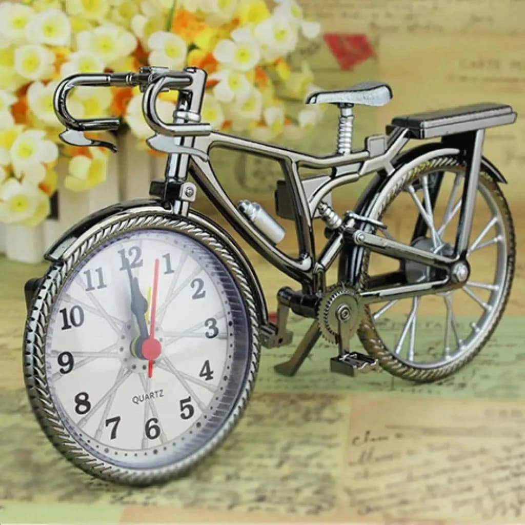 Enfeite Relógio Despertador de Mesa Bicicleta Bike Decorativo Escritório Decoração