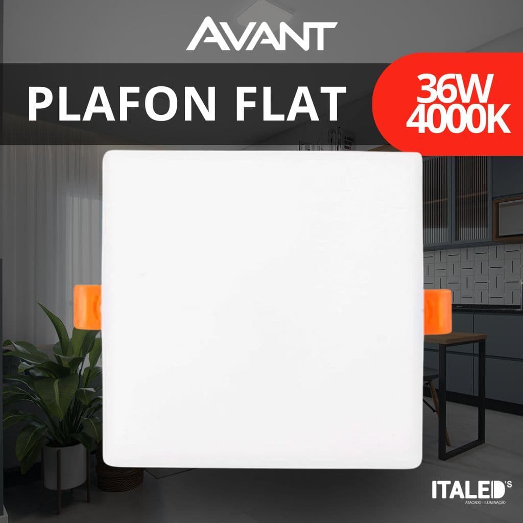 Luminária Painel Plafon Led 36W Borda Infinita Avant Embutir Quadrado Branco Neutro 4000K Bivolt