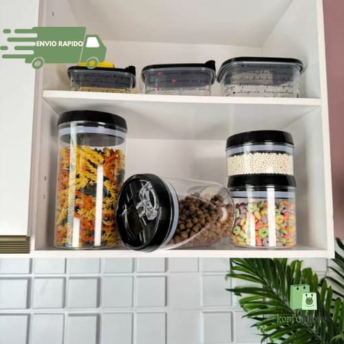 Kit de Potes Herméticos Pretos redondo – Organize com Estilo e Praticidade 3 Potes