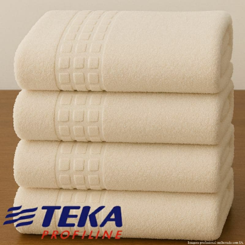 Kit 4 Toalhas de Banho Branca Hotel Teka Toronto Profiline 75x150 Luxo Algodão Macia Absorve Pousada