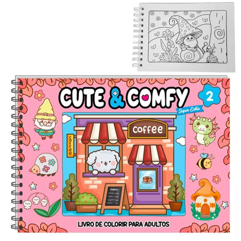 LIVRO CUTE & COMFY 2 PARA COLORIR CAPA DURA ESPIRAL 21,5X16CM