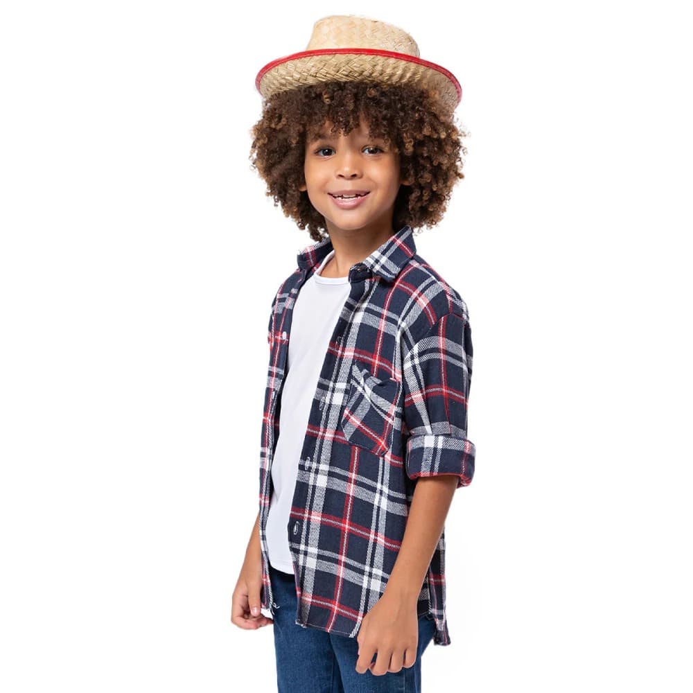 Camisa Junina Infantil Xadrez Flanelada – Tamanhos 2 a 8 anos