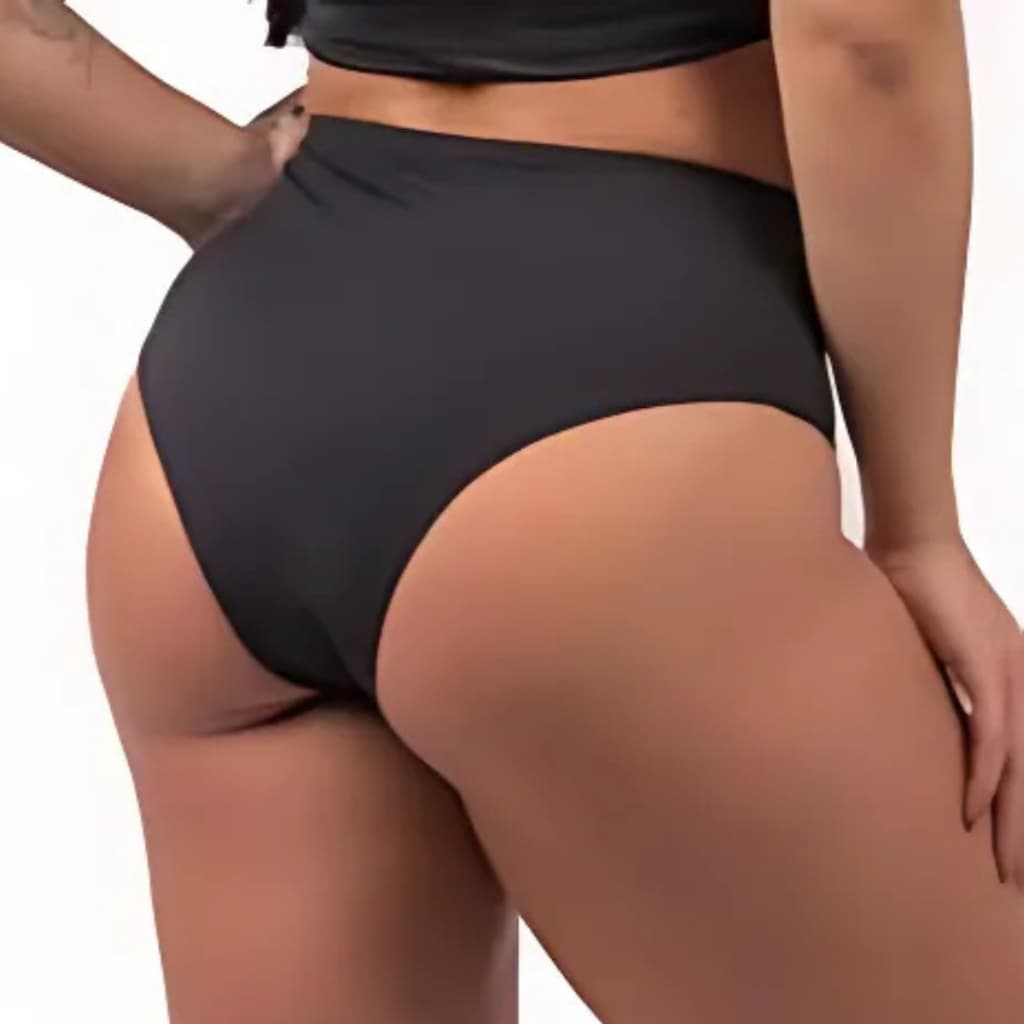 Calcinha Avulsa Cintura Alta com Estilo Hot Pant em Suplex Preto