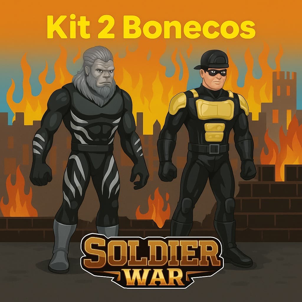 Kit 2 Bonecos Super-Herói Animal War Com 2 Espadas Estimula Coordenação Motora