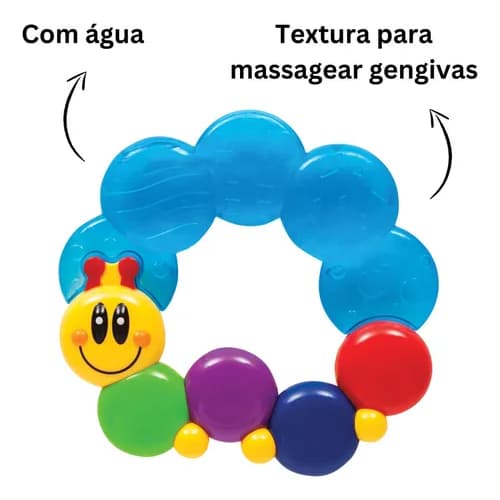 Mordedor Buba Para Bebe De Agua Gelado Massageador Gengiva Centopéia