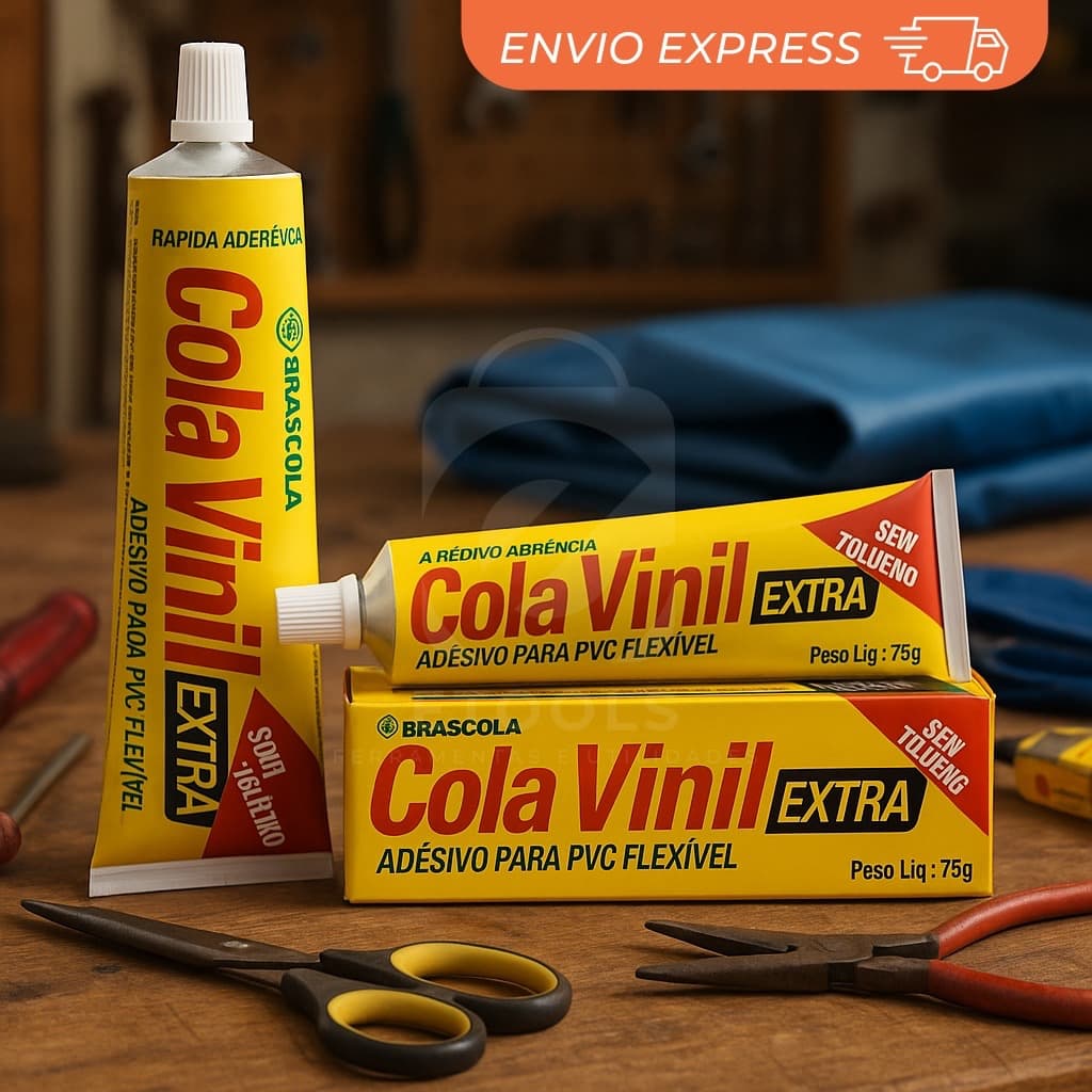 Cola Vinil Extra Brascola 75g Adesivo PVC Flexível Sem Tolueno Ideal Reparo Infláveis Lonas