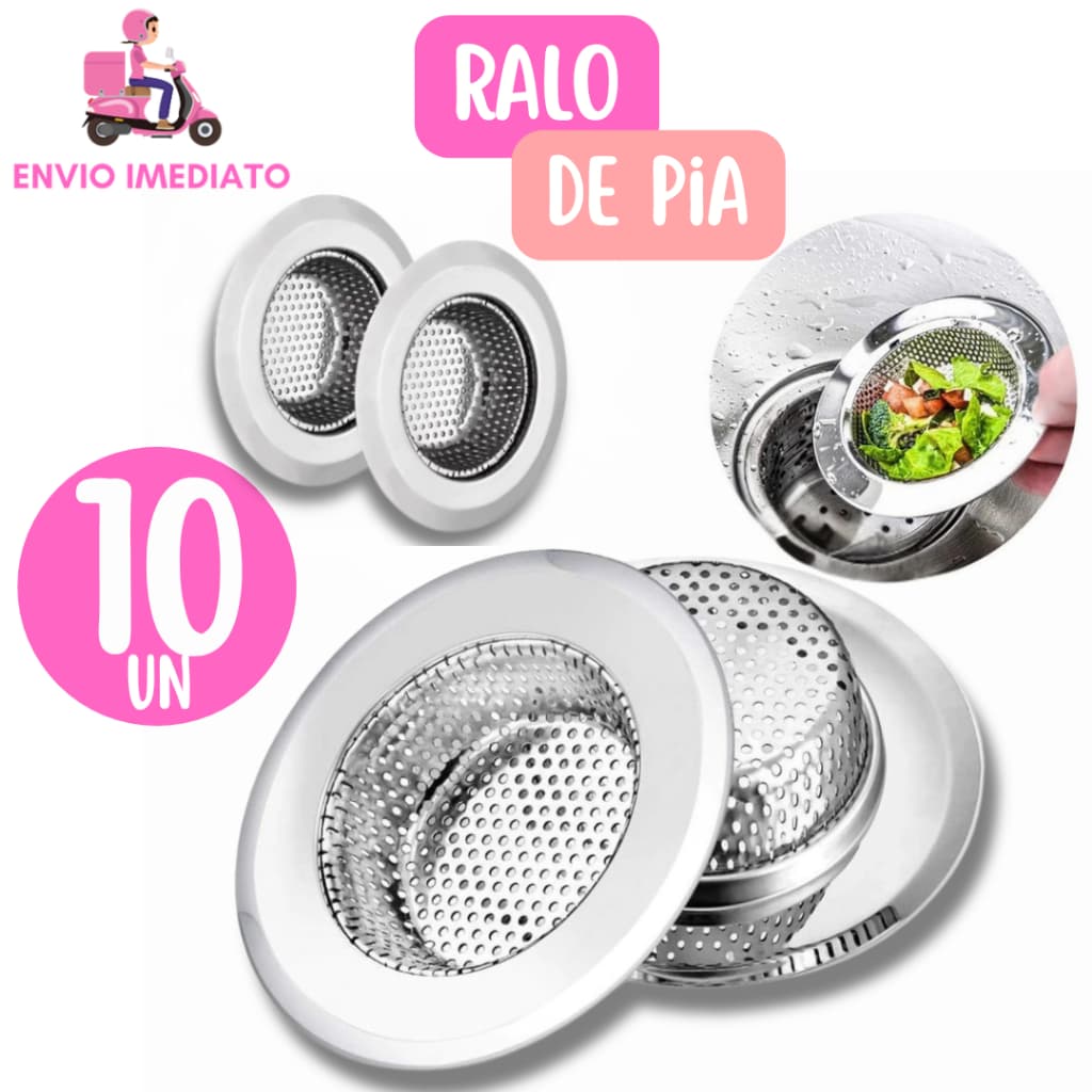 Kit 10 Ralo Ralinho de Pia Inox 5Ralos 9cm 5 Ralos 7cm para Válvula Americana Tipo Japonês para Casa