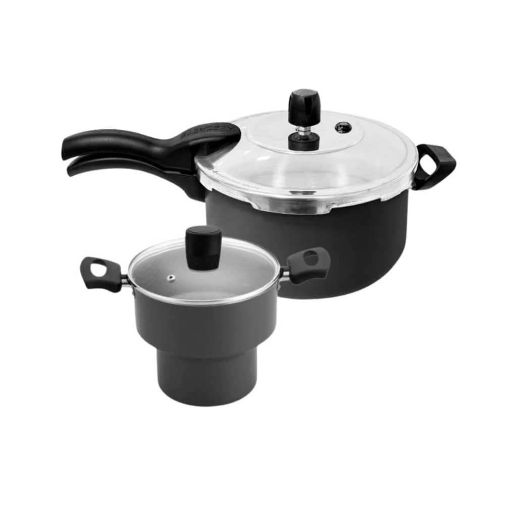 Jogo Panela De Pressão 3L Teflon + Cuscuzeira Antiaderente
