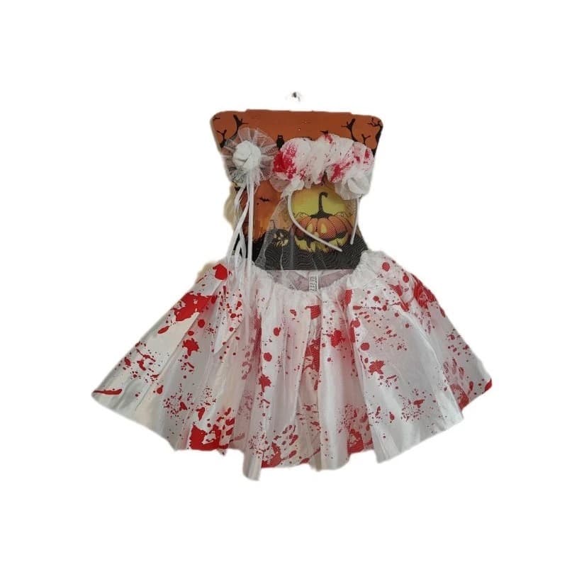 Fantasia noiva feminina saia e tiara com véu hallowen infantil