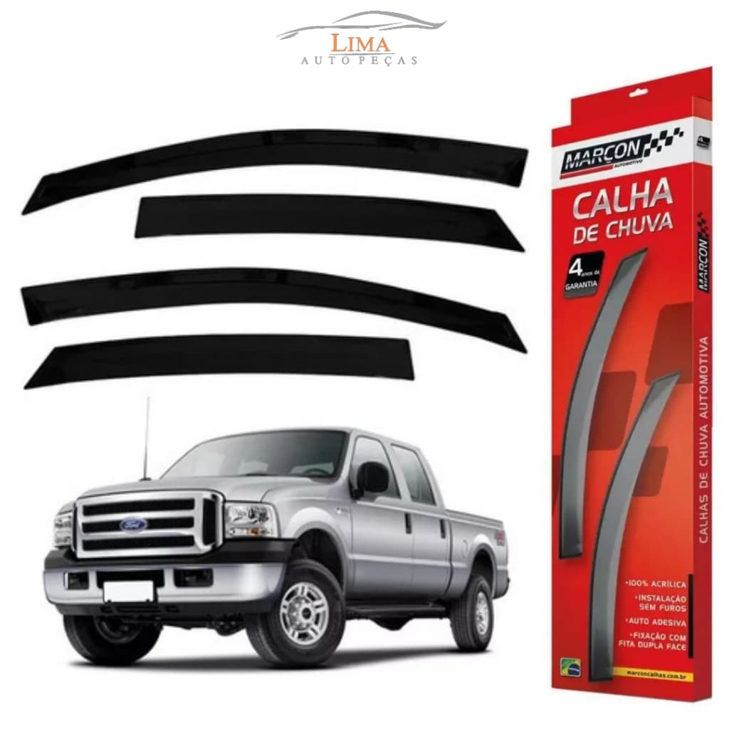 Calha de Chuva - F-250 4 Portas - Todos os Modelos - Marçon