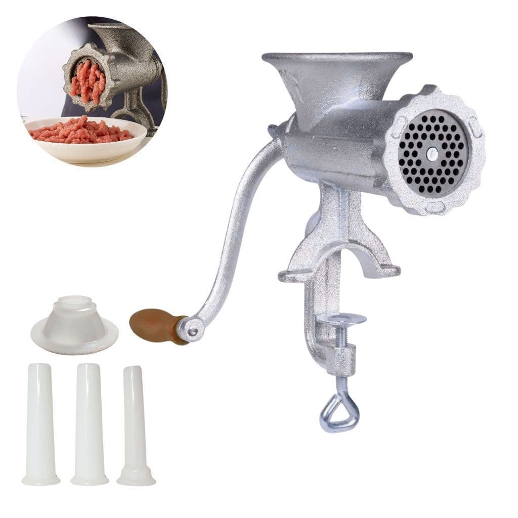 Moedor de Carne Manual Com Manivela de Alumínio N°10 Funil Para Fazer Linguiça