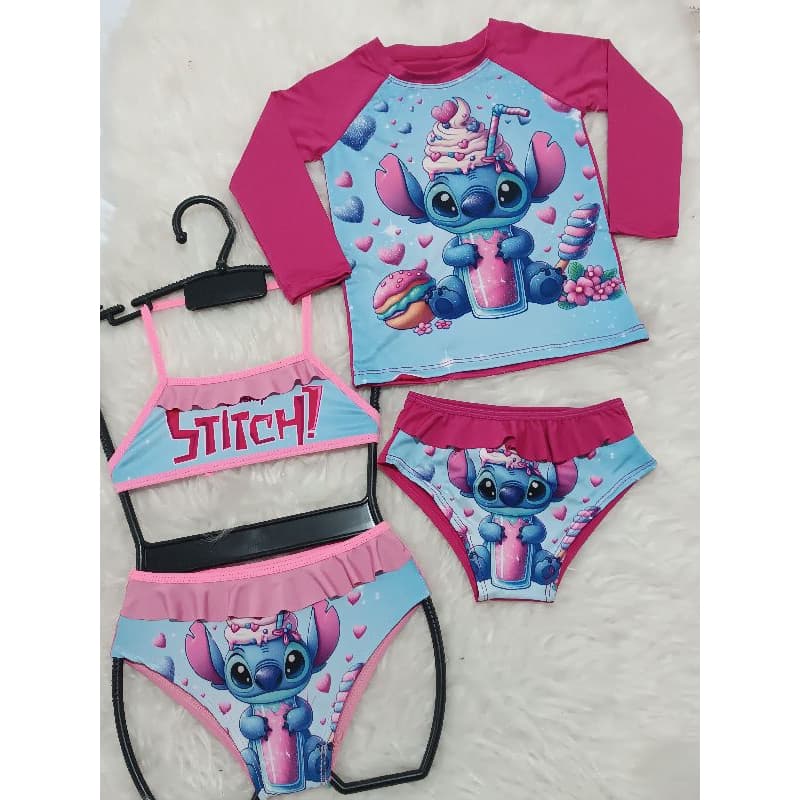 Kit de personagem blusa, calcinha e biquini