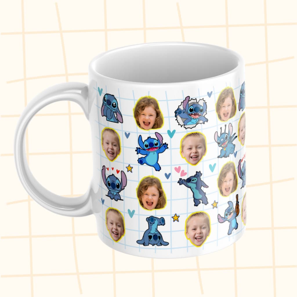 Caneca personalizada Stitch - Stitch e Angel - criança e pet