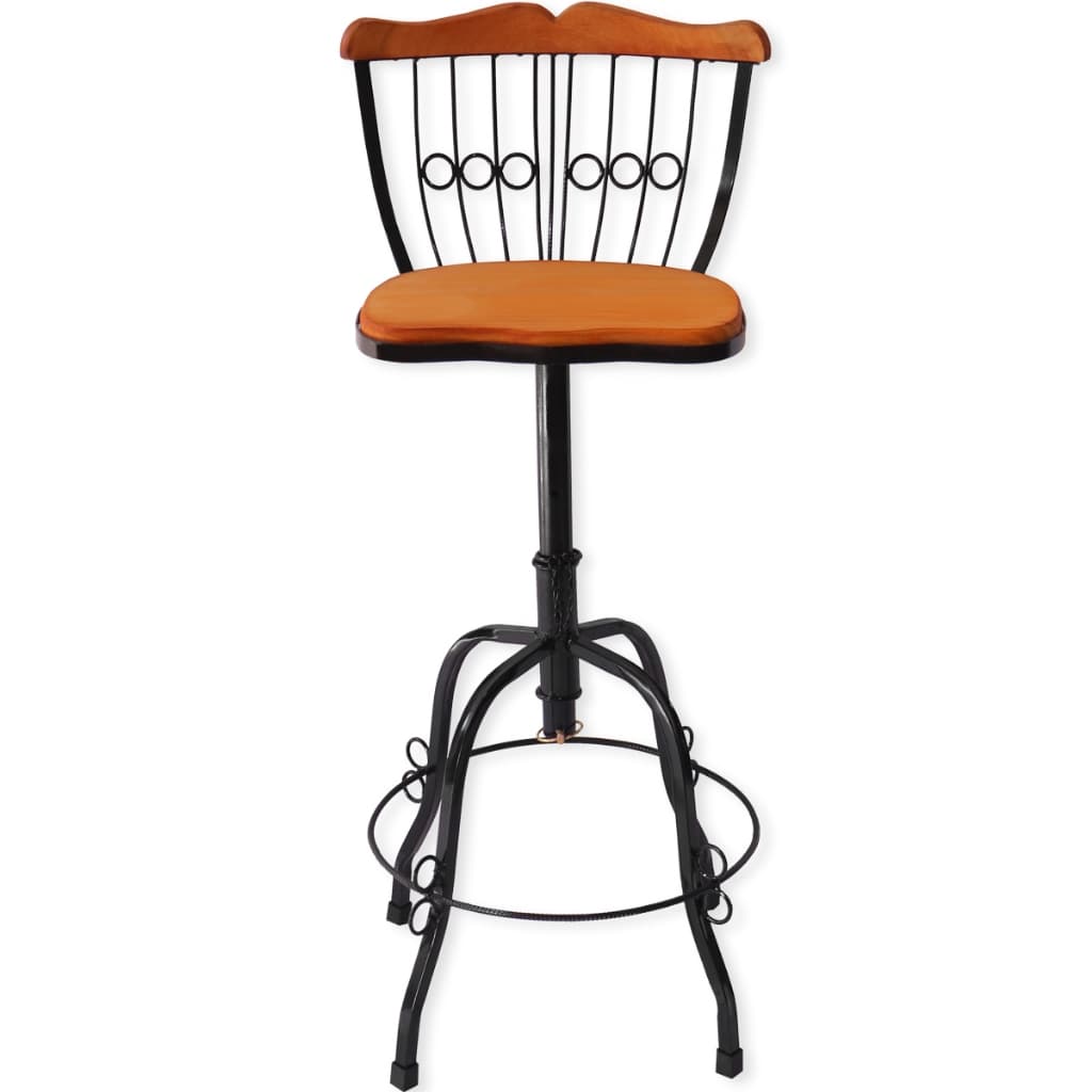 Banqueta 80 Cm Regulável Giratória Ferro E Madeira Rustica